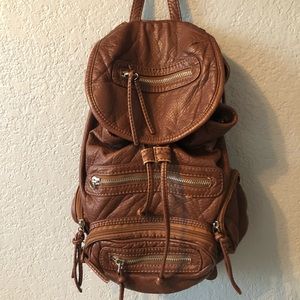 Small Brown faux leather backpack